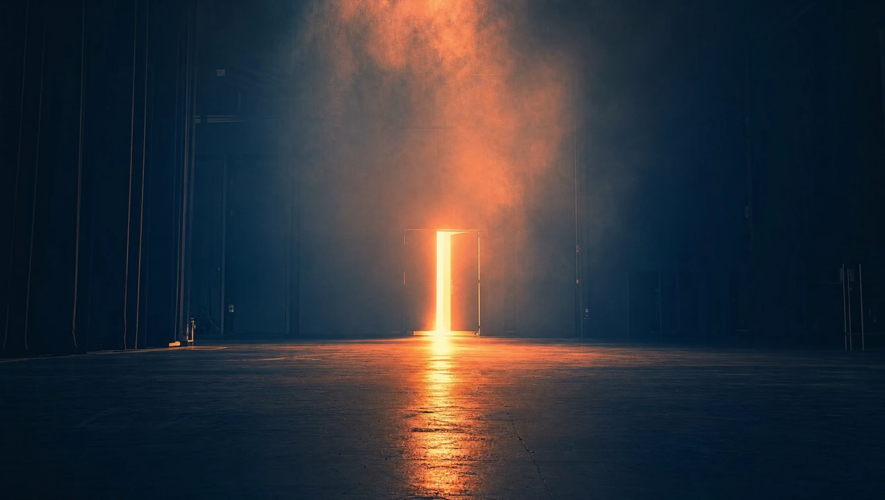 Ilustração de um palco como porta de entrada para novas possibilidades.